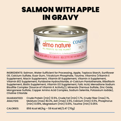 Almo Nature HQS Complete Cat Food - Salmon Recipe With Apple In Gravy 70g