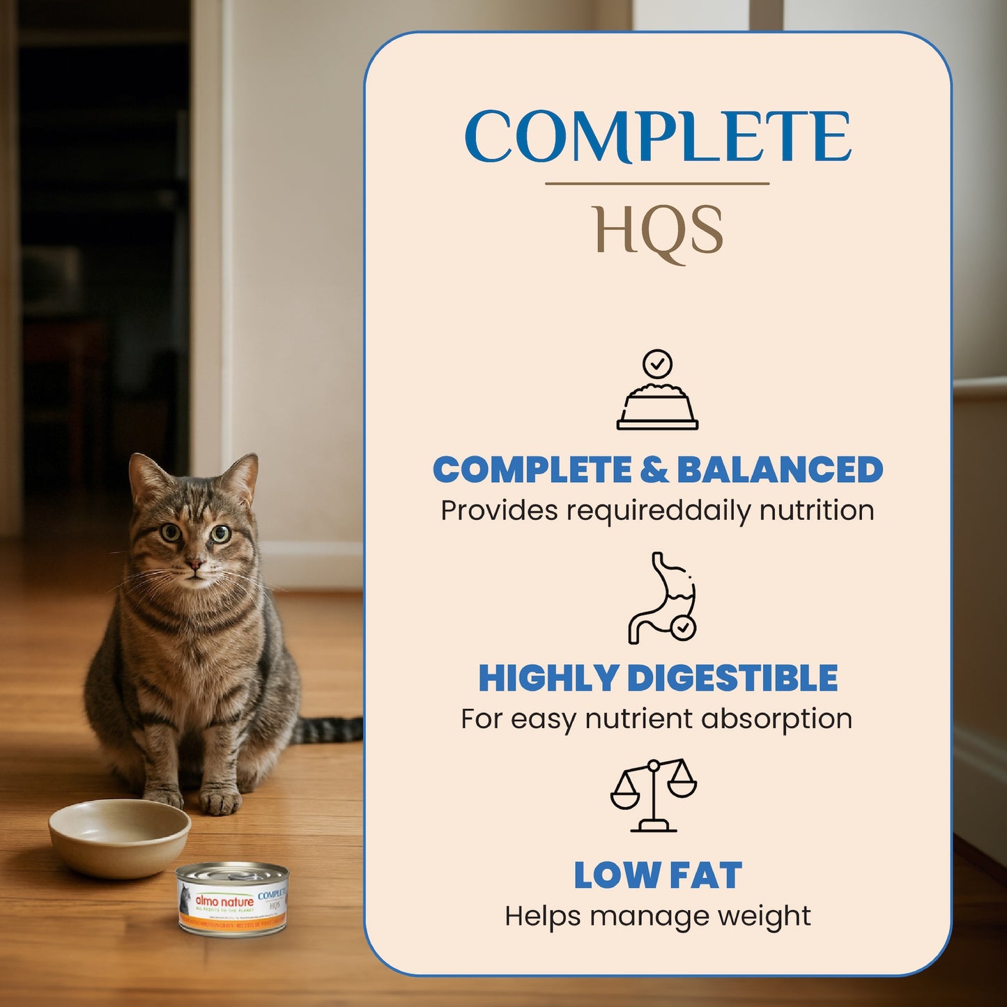 Almo Nature Complete HQS Tuna Recipe with Quail Eggs in Gravy for Cats 70g