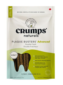 Crumps Naturals 🍁 Plaque Busters Advanced Double Fresh Dental Sticks With Sea Kelp & Mint Dog 10pc