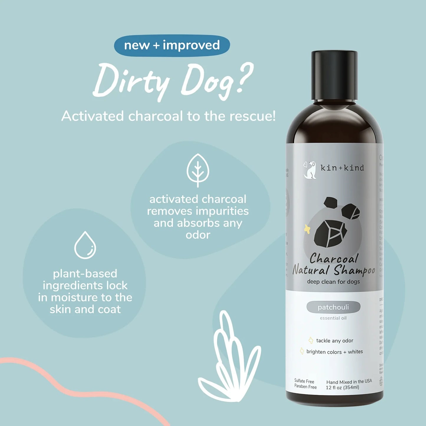 Kin+Kind Charcoal Shampoo - Patchouli 12oz