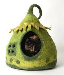 Karma Cat Wool Felt Fairy House Green