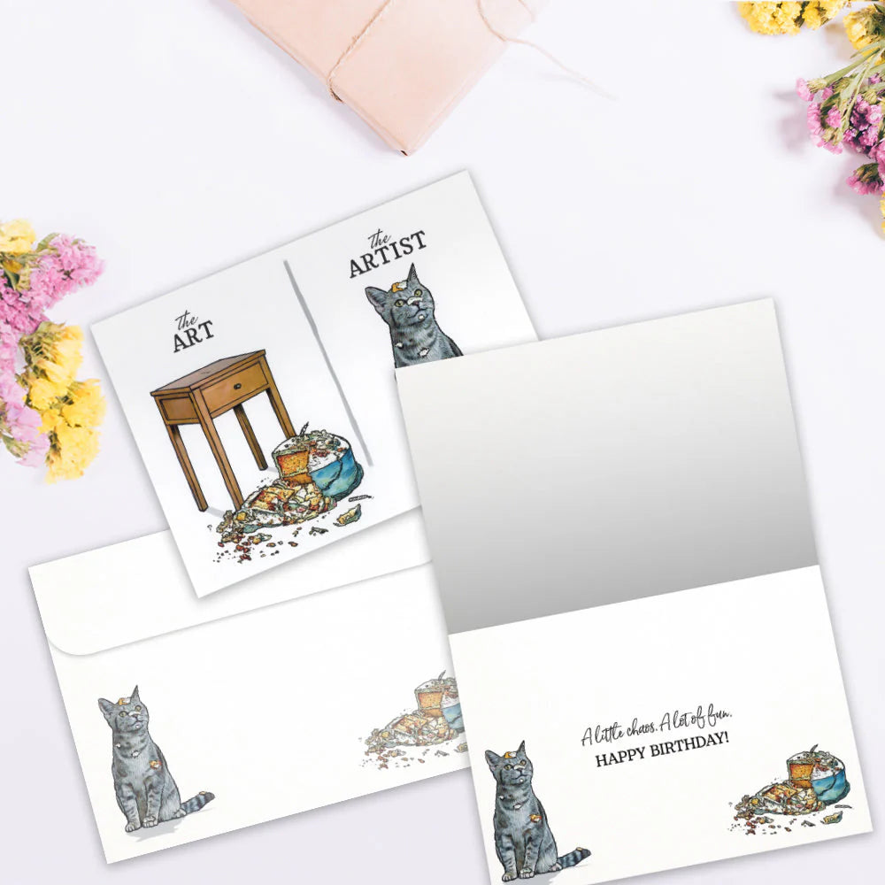 Tree Free Greetings Cat Artist Birthday Card