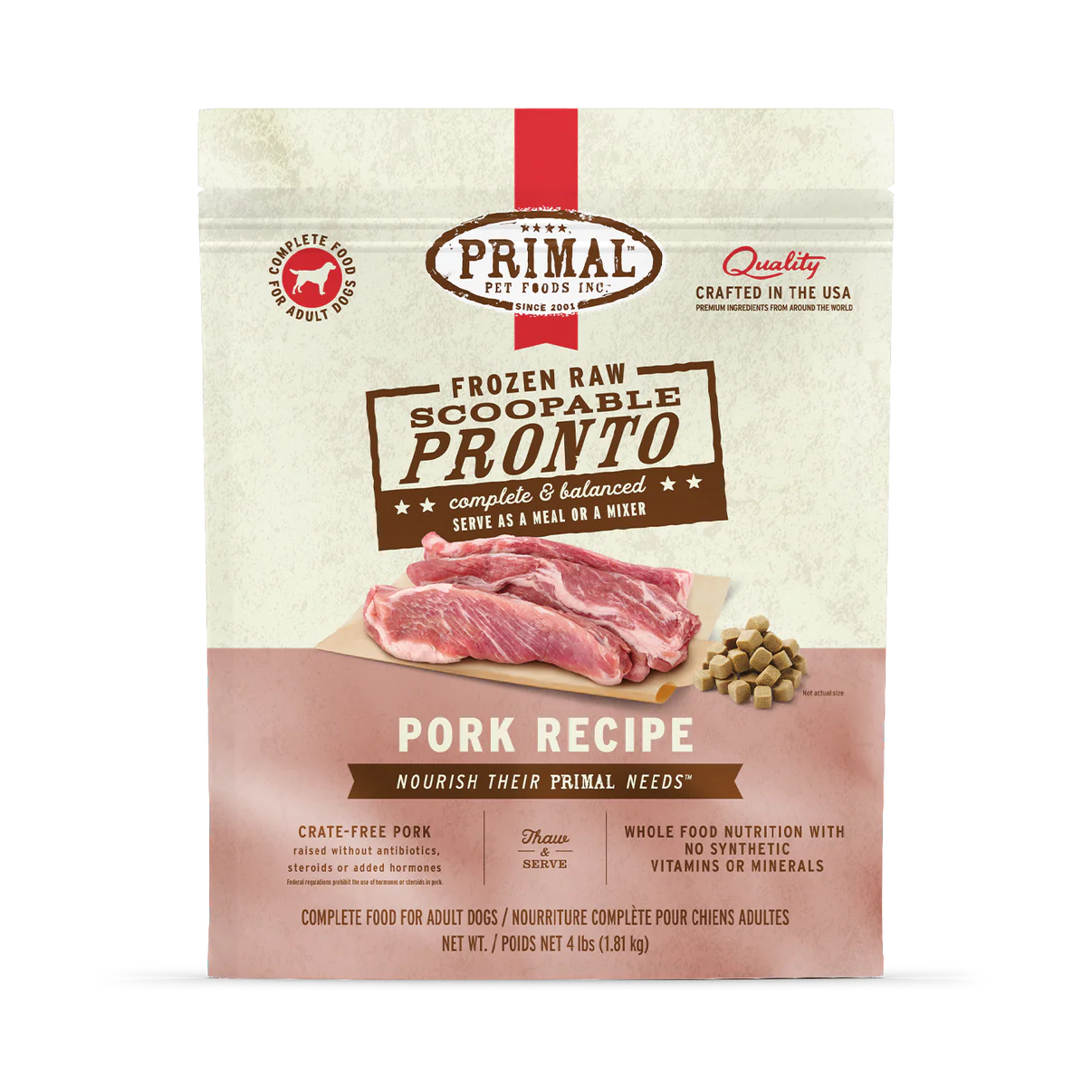 Primal Frozen Pork Pronto Formula for Dogs 4lb