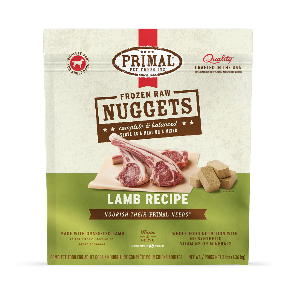 Primal Pet Foods Canine Lamb Frozen Nuggets 3Lb