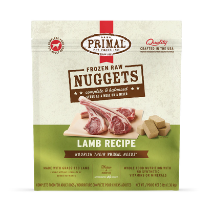 Primal Pet Foods Canine Lamb Frozen Nuggets 3Lb