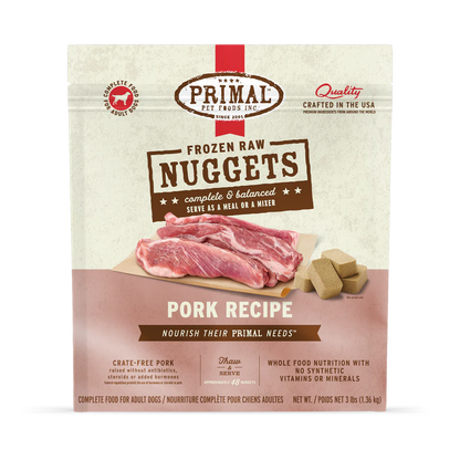 Primal Pet Foods Canine Pork Frozen Nuggets 3Lb