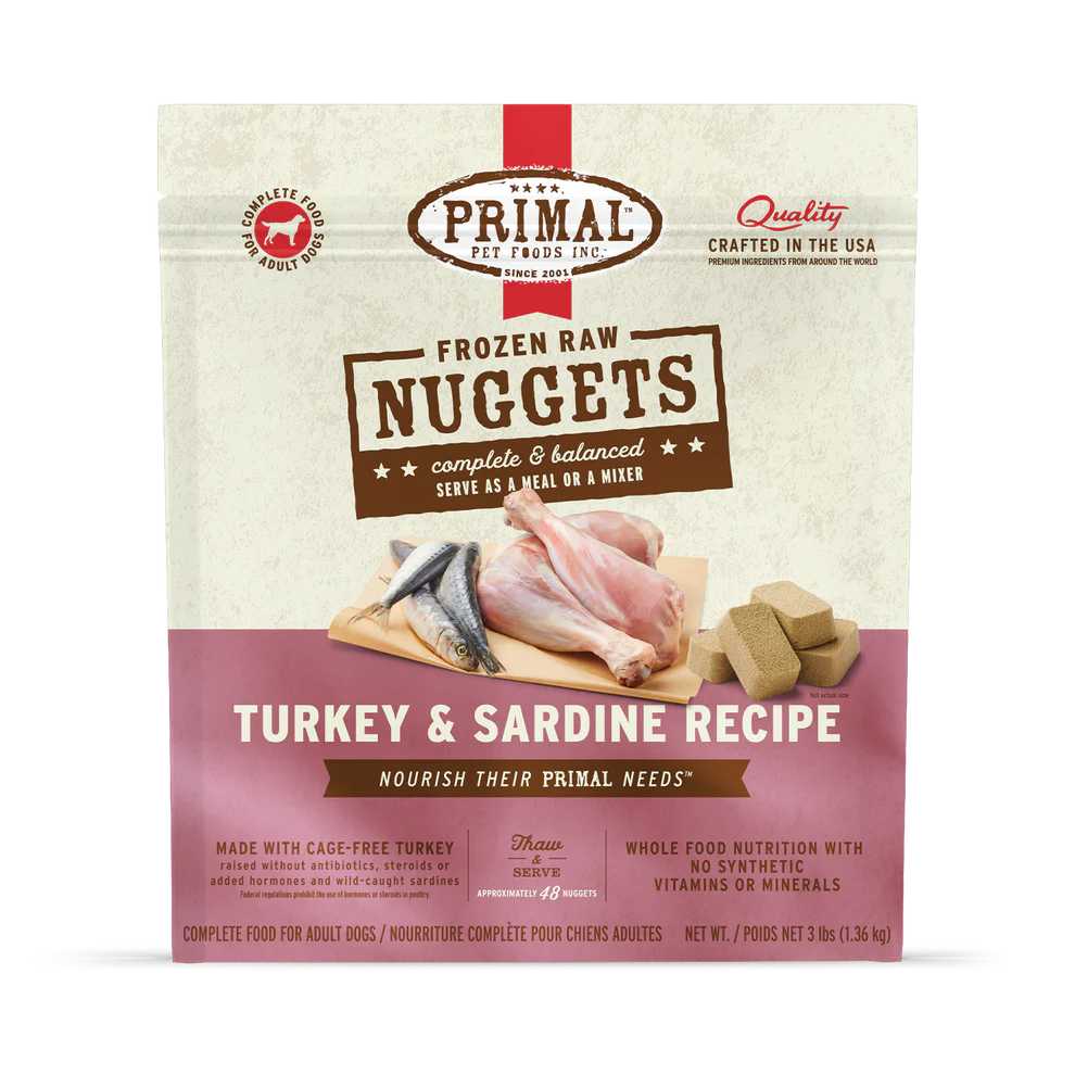 Primal Pet Foods Canine Turkey & Sardine Frozen Nuggets 3Lb