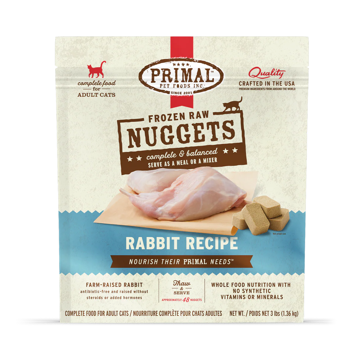 Primal™ Frozen Raw Nuggets Rabbit Recipe Cat Food 3lb