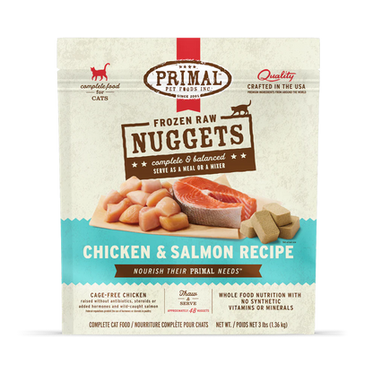 Primal Pet Foods Feline Chicken & Salmon Frozen Nuggets 3Lb