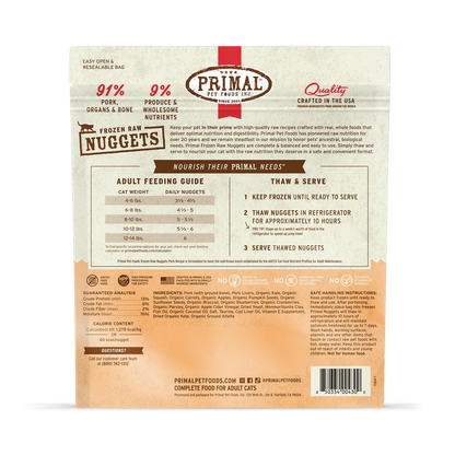 Primal Pet Foods Feline Pork Frozen Nuggets 3Lb