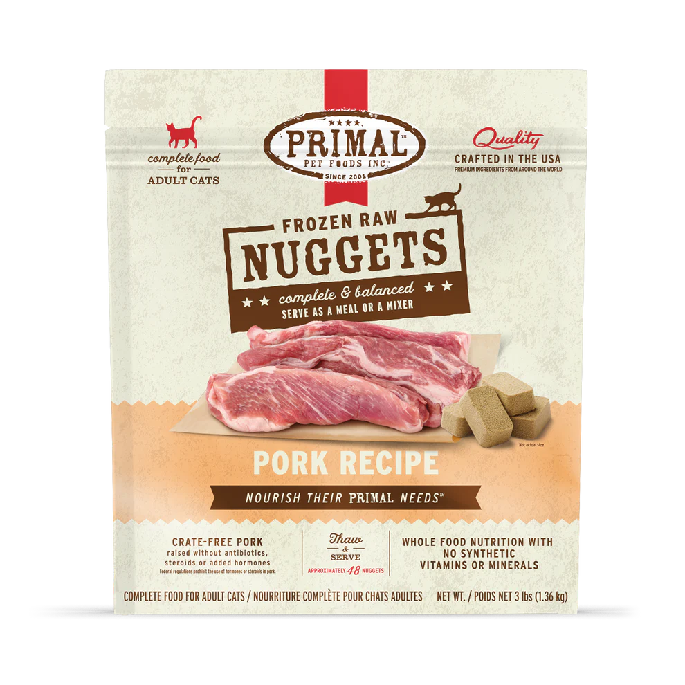 Primal Pet Foods Feline Pork Frozen Nuggets 3Lb
