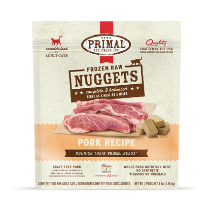 Primal Pet Foods Feline Pork Frozen Nuggets 3Lb