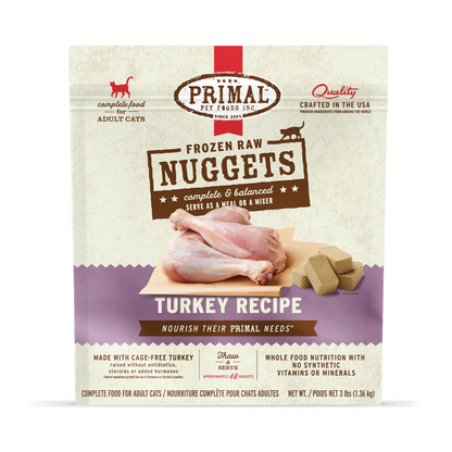 Primal Pet Foods Feline Turkey Frozen Nuggets 3Lb