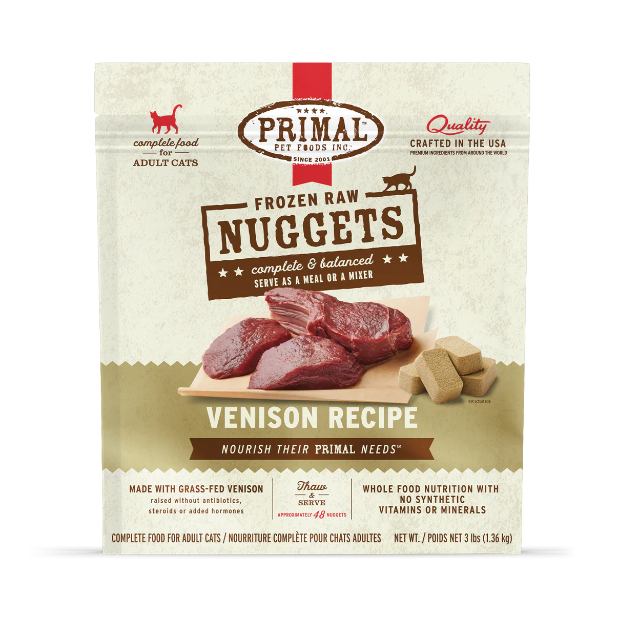 Primal™ Frozen Raw Nuggets Venison Recipe Cat Food 3lb