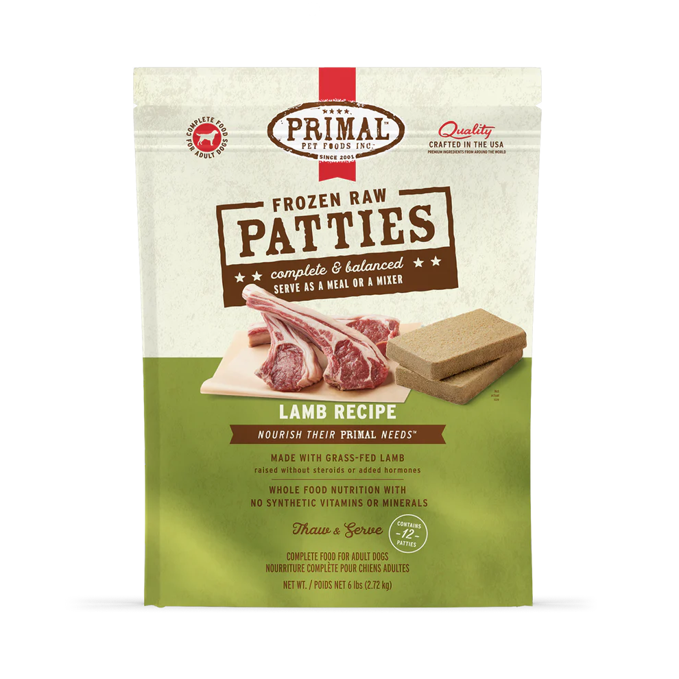 Primal Pet Foods Canine Lamb Frozen Patties 6Lb