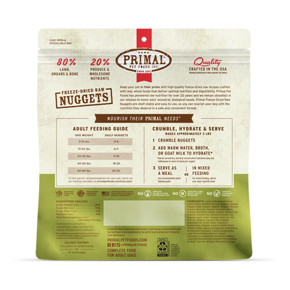 Primal Pet Foods Canine Lamb Freeze Dried Nuggets 5.5Oz