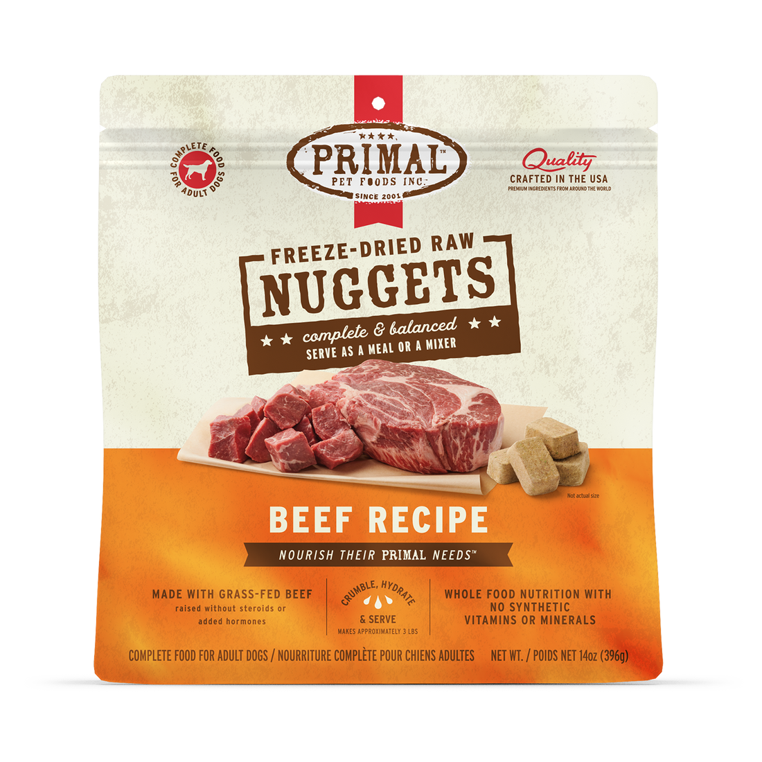 Primal Pet Foods Canine Beef Freeze Dried Nuggets 14Oz