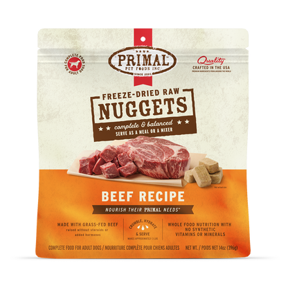 Primal Pet Foods Canine Beef Freeze Dried Nuggets 14Oz
