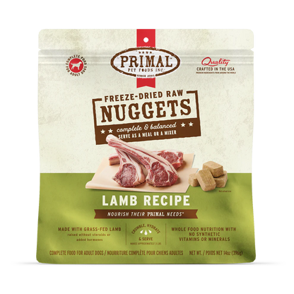 Primal Pet Foods Canine Lamb Freeze Dried Nuggets 14Oz