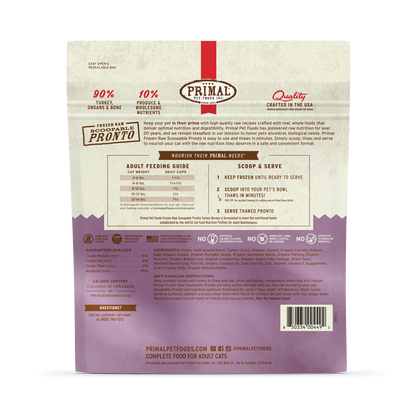 Primal Pet Foods Feline Turkey Pronto Formula 1Lb