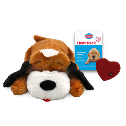 Snuggle Puppy Heart Beat Anxiety Solution - Brown & White