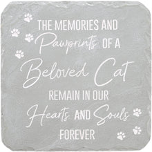 "Paw prints of a Beloved Cat" Memorial 7.75" x 7.75" Garden Stone