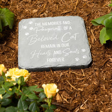 "Paw prints of a Beloved Cat" Memorial 7.75" x 7.75" Garden Stone