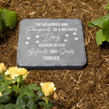 "Paw prints of a Beloved Dog" Memorial 7.75" x 7.75" Garden Stone
