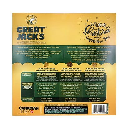 Great Jacks 🍁Dog Advent Calendar 2025 - 25 Days of Jerky Bites - Turkey, Pork & Dock