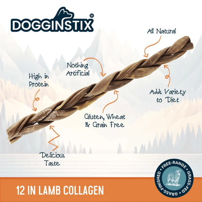 Doggin Stix Braided Lamb Collagen 12"