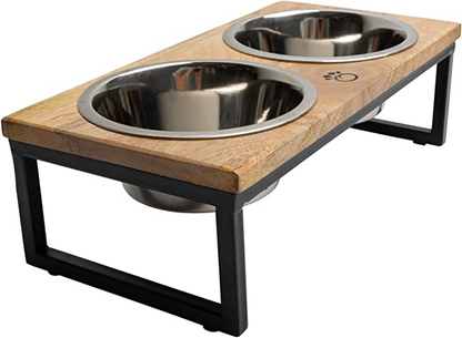 GF Pet 🍁Wood and Metal Natural Raised Feeder