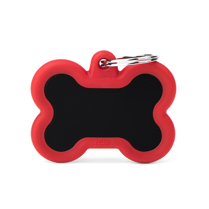 My Family Hushtag Bone Black and Red  - Engravable ID Tag
