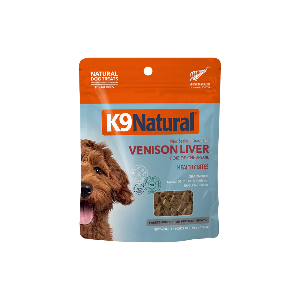 K9 Natural™ New Zealand Grass-Fed Venison Liver Healthy Bites Grain Free Freeze Dried Dog Treat 50gm
