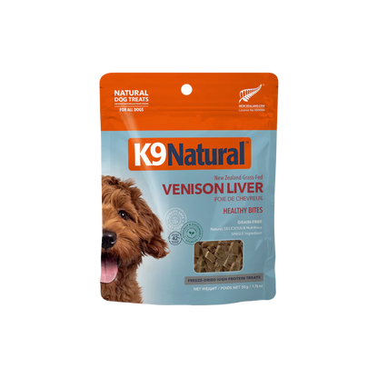 K9 Natural™ New Zealand Grass-Fed Venison Liver Healthy Bites Grain Free Freeze Dried Dog Treat 50gm