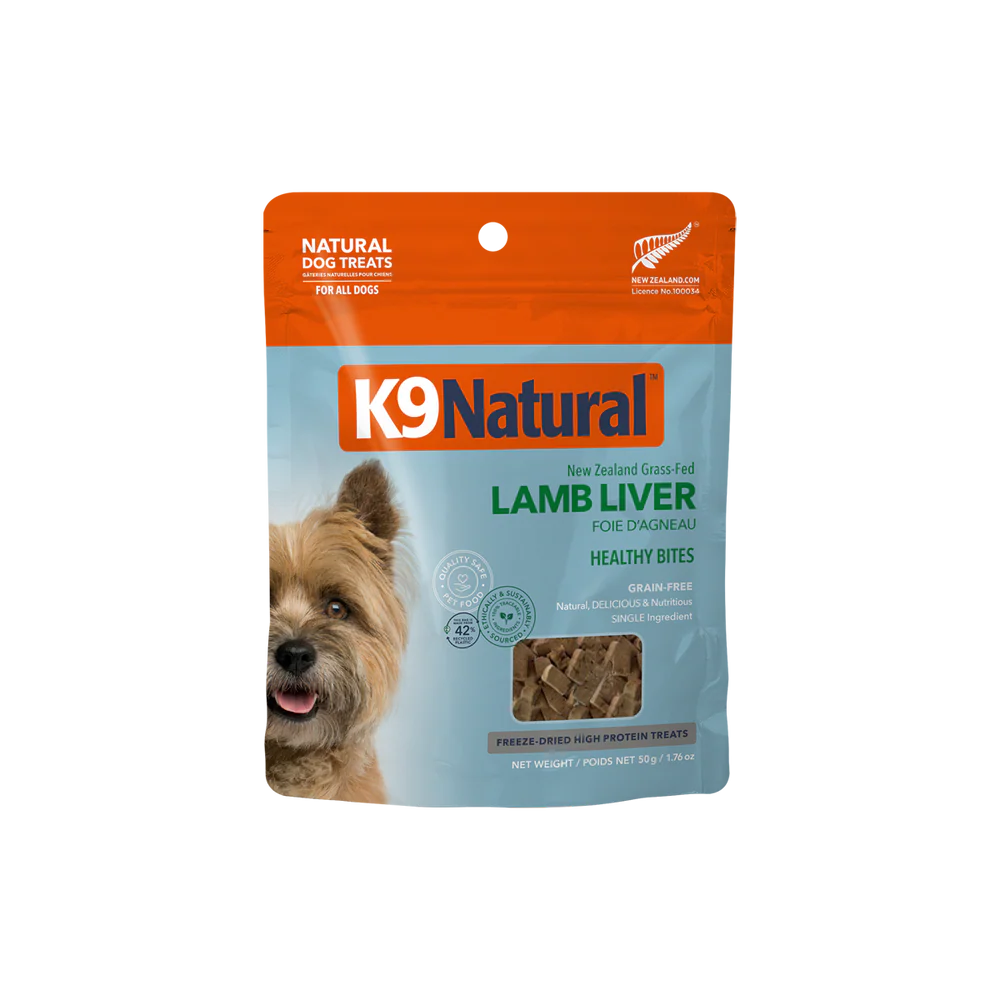 K9 Natural™ New Zealand Grass-Fed Lamb Liver Healthy Bites Grain Free Freeze Dried Dog Treat 50gm