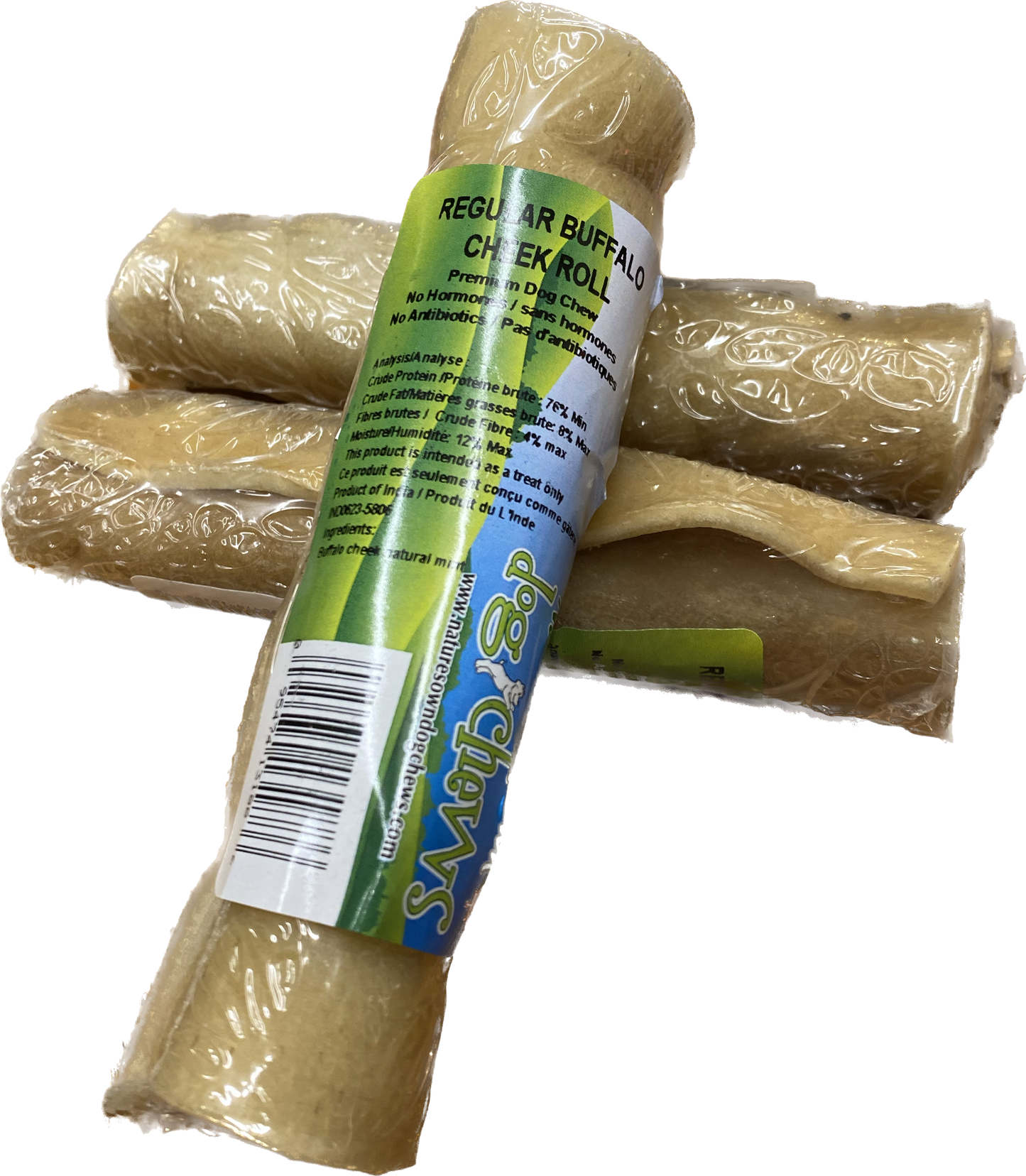 Nature's Own 🍁6" Natural Buffalo Cheek Roll - Regular Dog Chew
