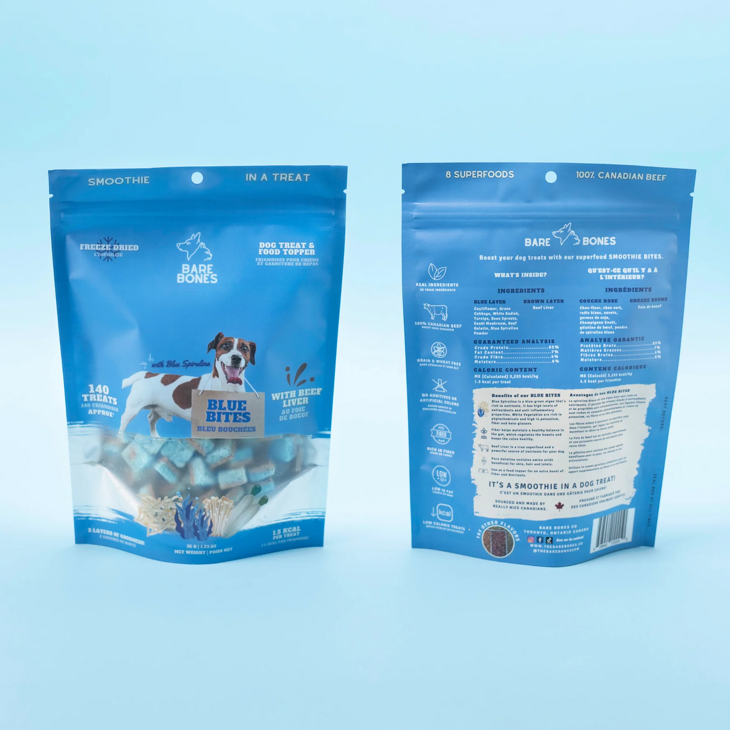 The Barebones Co. Blue Bites 35g - 140 Treats/Bag