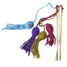 KARMA CAT Wool Felt Octopus on Wooden Stick