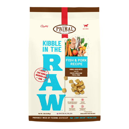 Primal Kibble in the Raw Fish & Pork  Recipe for Dogs