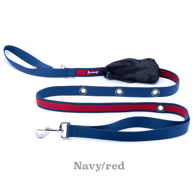 Smoochy Poochy 🍁Navy & Red 5/8 x 6 Hands Free Leash