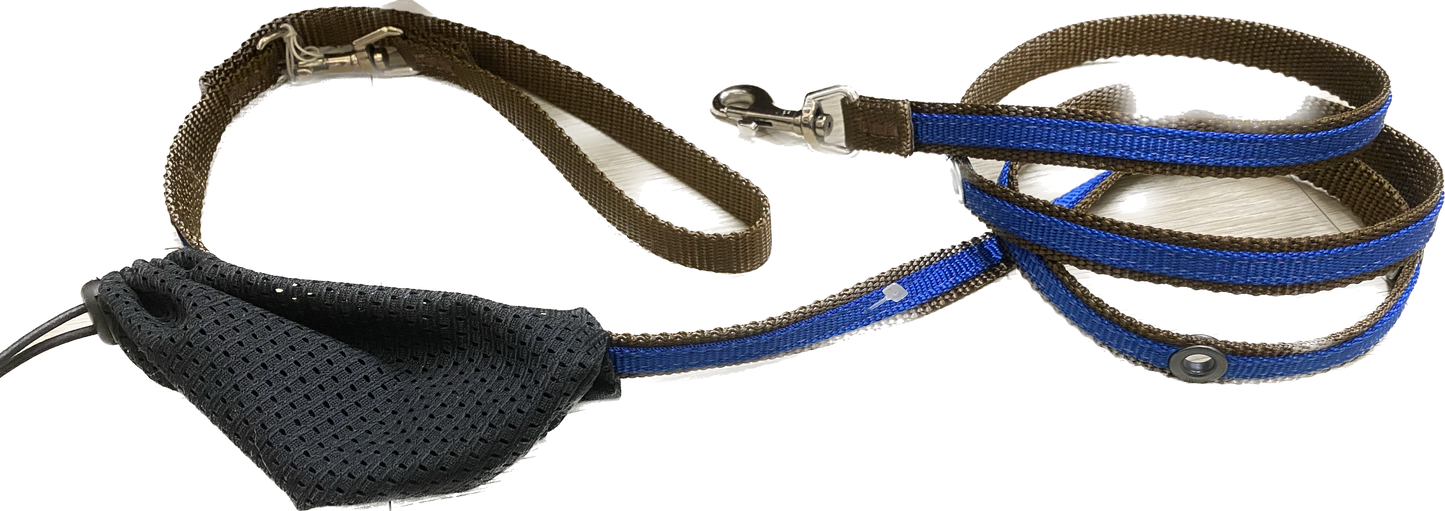 Smoochy Poochy 🍁Ocean Blue & Brown 5/8 x 6 Hand Free Leash