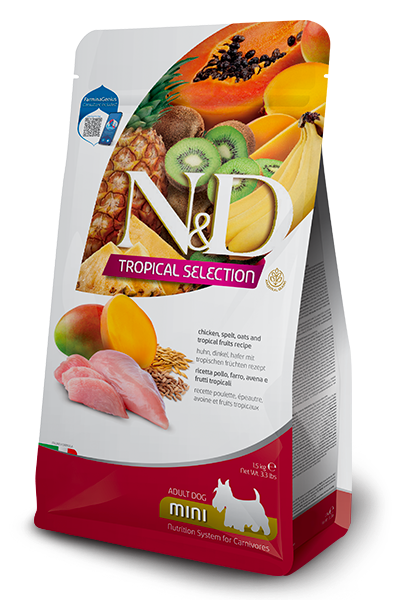 Farmina N&D Tropical Selection Adult Mini Chicken, Spelt, Oat & Fruits for Dogs