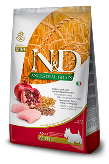 Farmina N & D Adult Mini Ancestral Grains Chicken & Pomegranate for Dogs 2.5KG