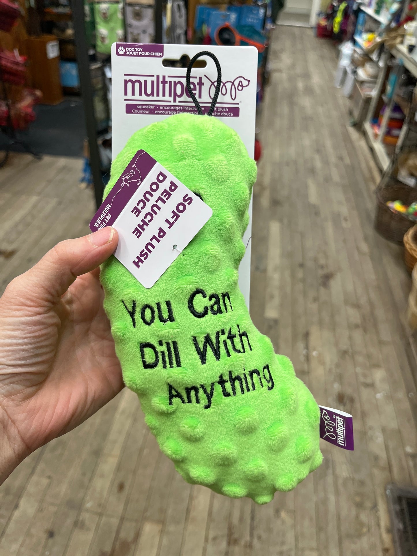 Multipet Plush Pickle with Sayings 8"