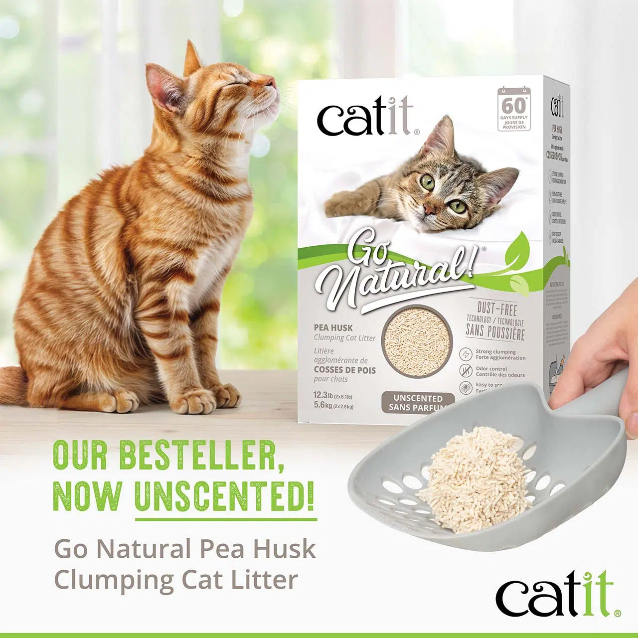 Catit 🍁Go Natural! Unscented Pea Husk Clumping Litter 5.6kg