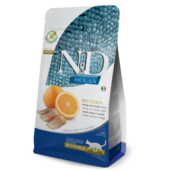 Farmina N&D Adult Neutered Ocean Herring & Orange for Cats 1.5kg
