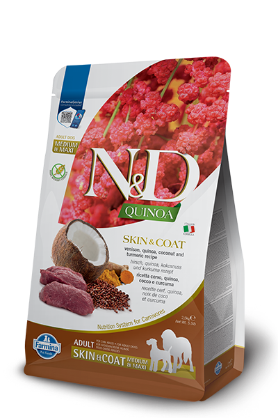 N&D Farmina Adult Med/Maxi Skin & Coat Venison & Quinoa for Dogs