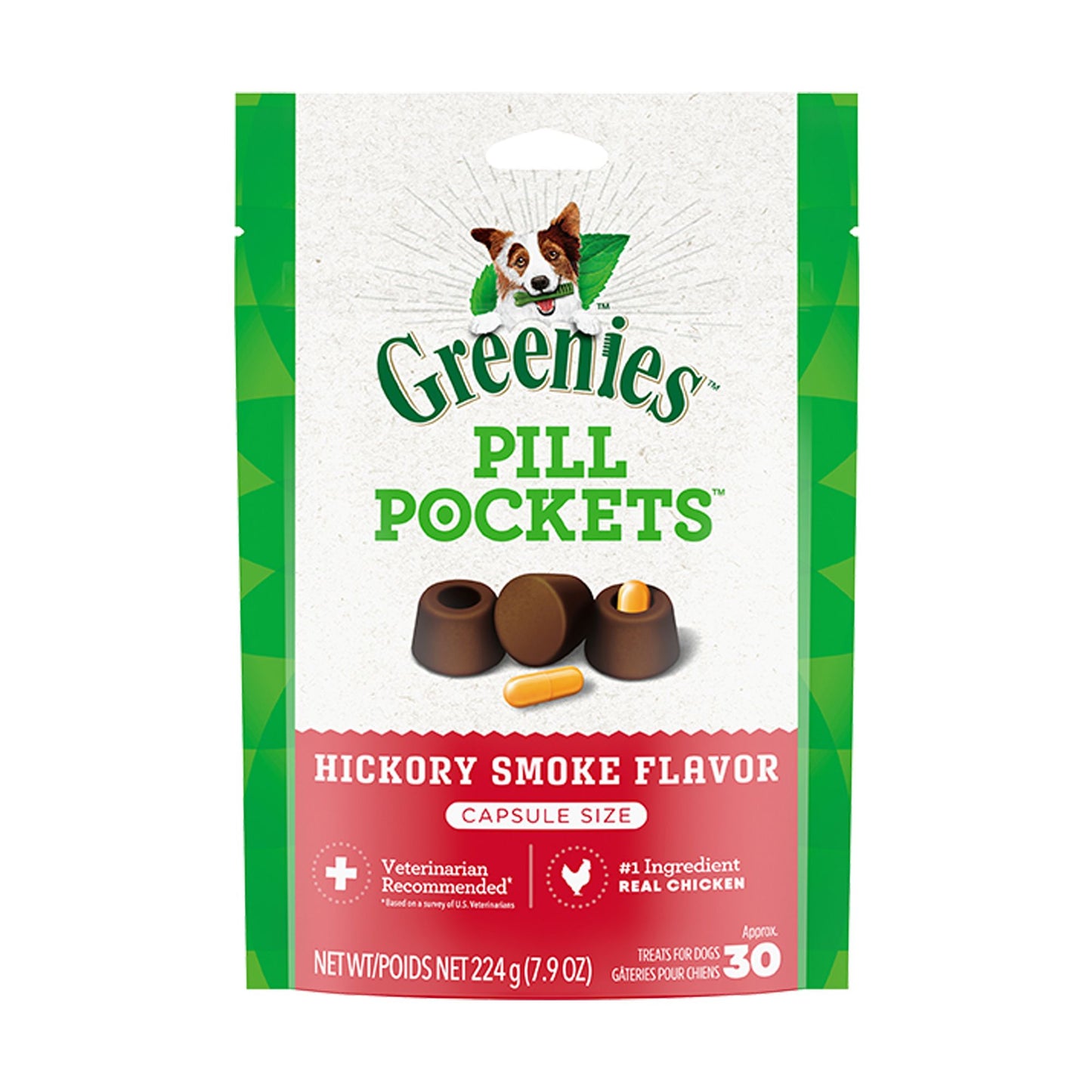 Greenies Dog Pill Pockets Hickory Smoke Bacon Flavour Capsule 7.9Oz