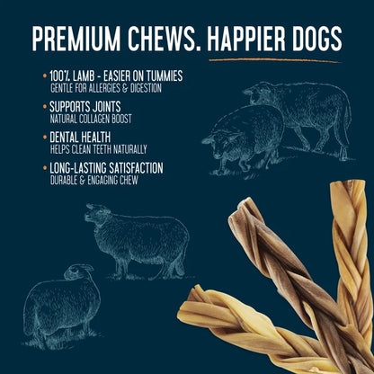 Doggin Stix Braided Lamb Collagen 12"