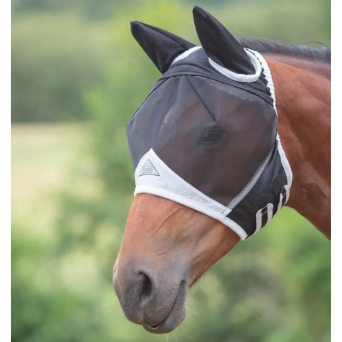 Shires Black/Grey FlyGuard Pro Fine Mesh Fly Mask with Ears XS Pony